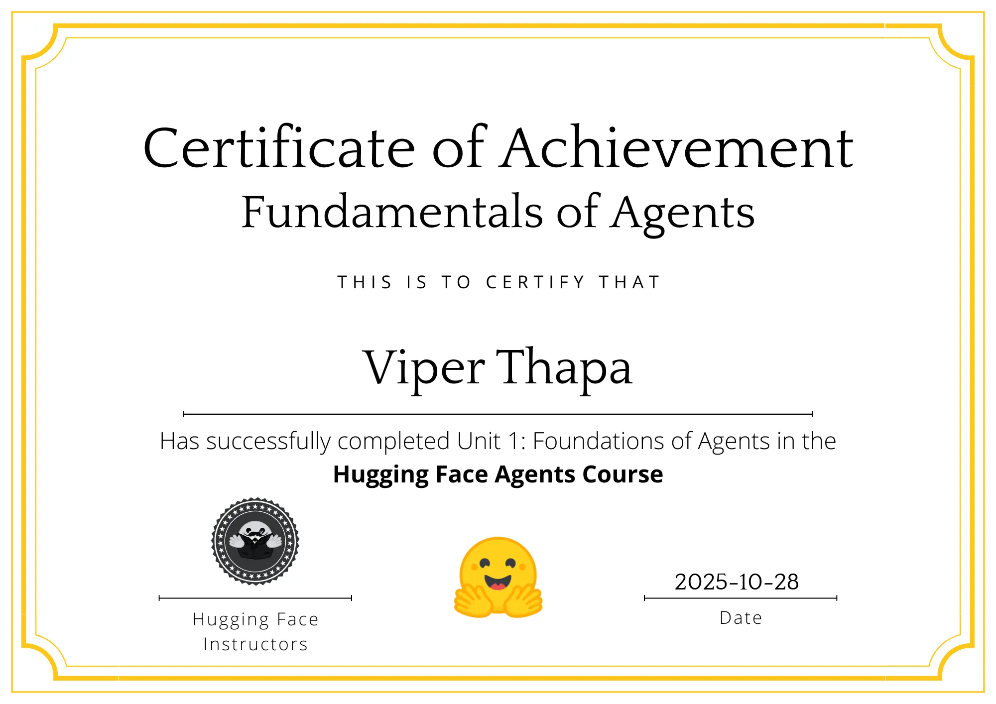 Fundamentals of Agents certificate